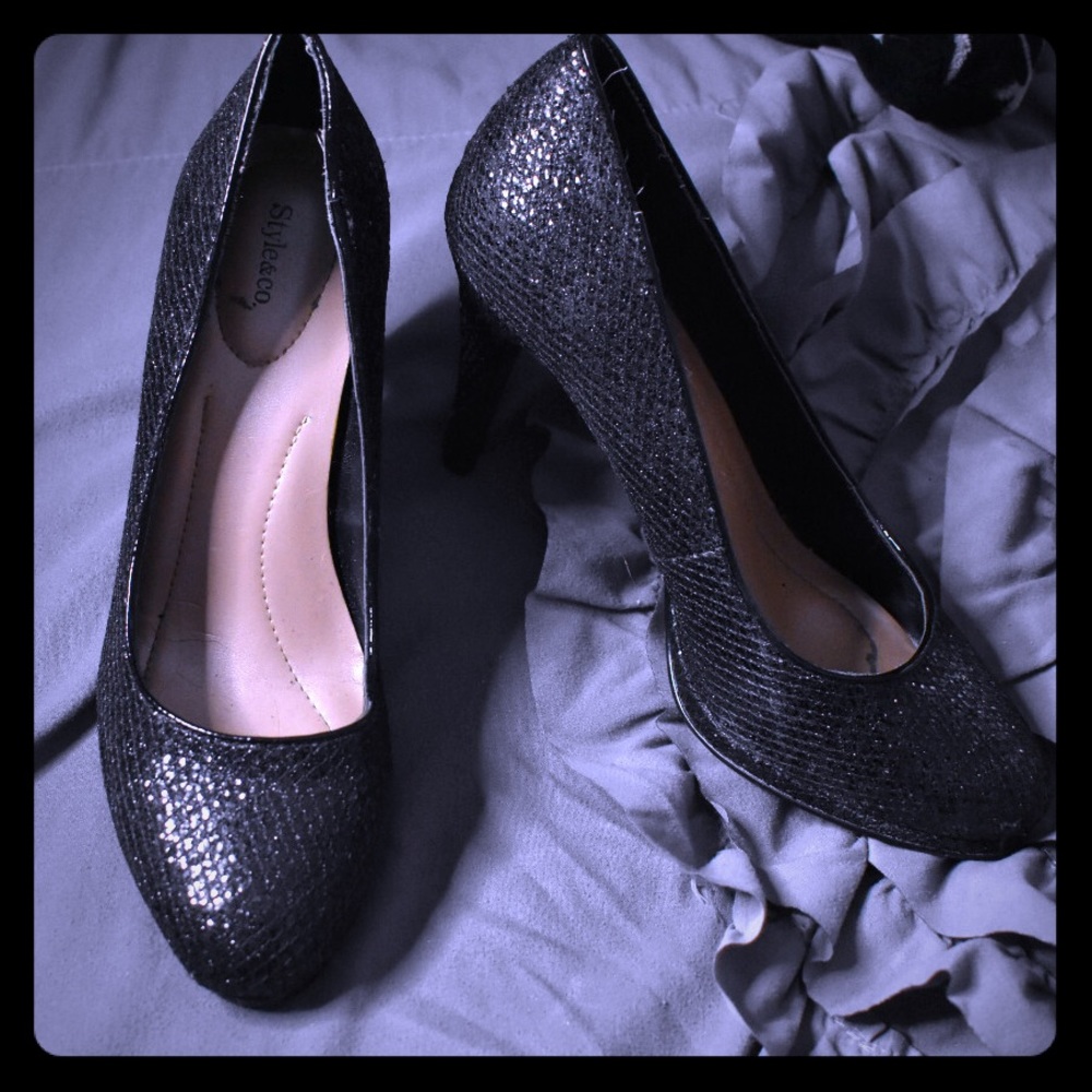 Style & Co black sparkle heels